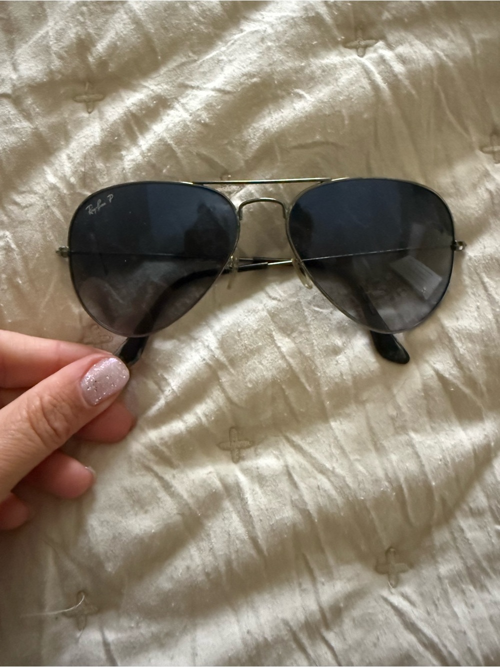 Ray-Ban dark silver Frame Black Lens Aviator Sunglasses polarized
